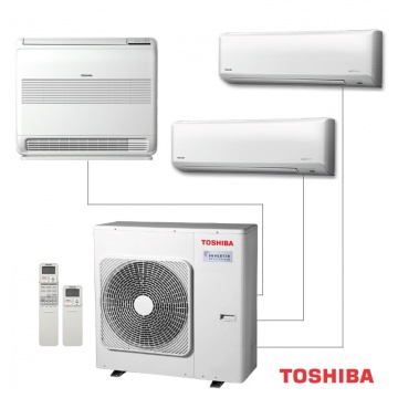 Exemplu multisplit 3 camere aer conditionat Toshiba